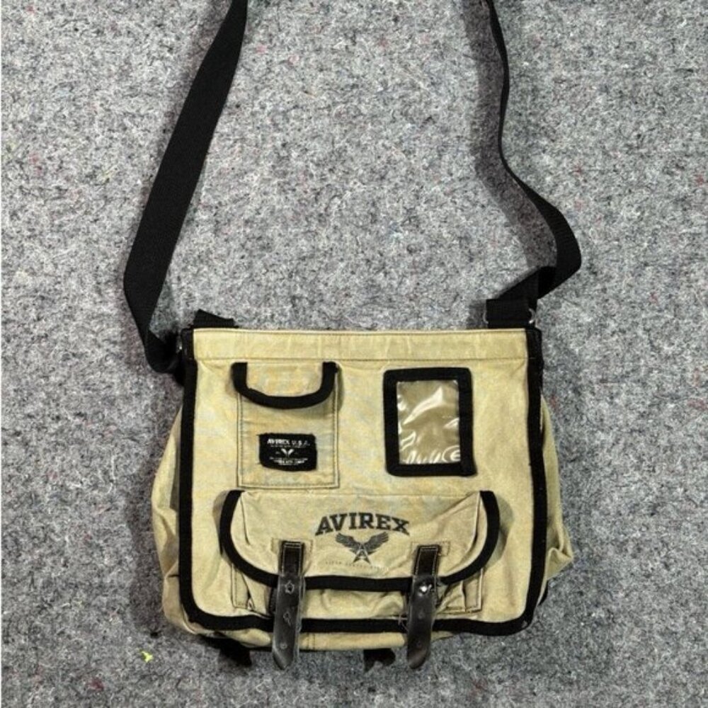 Vintage 80s Avirex Beige Canvas Military Survival Gear messenger bag